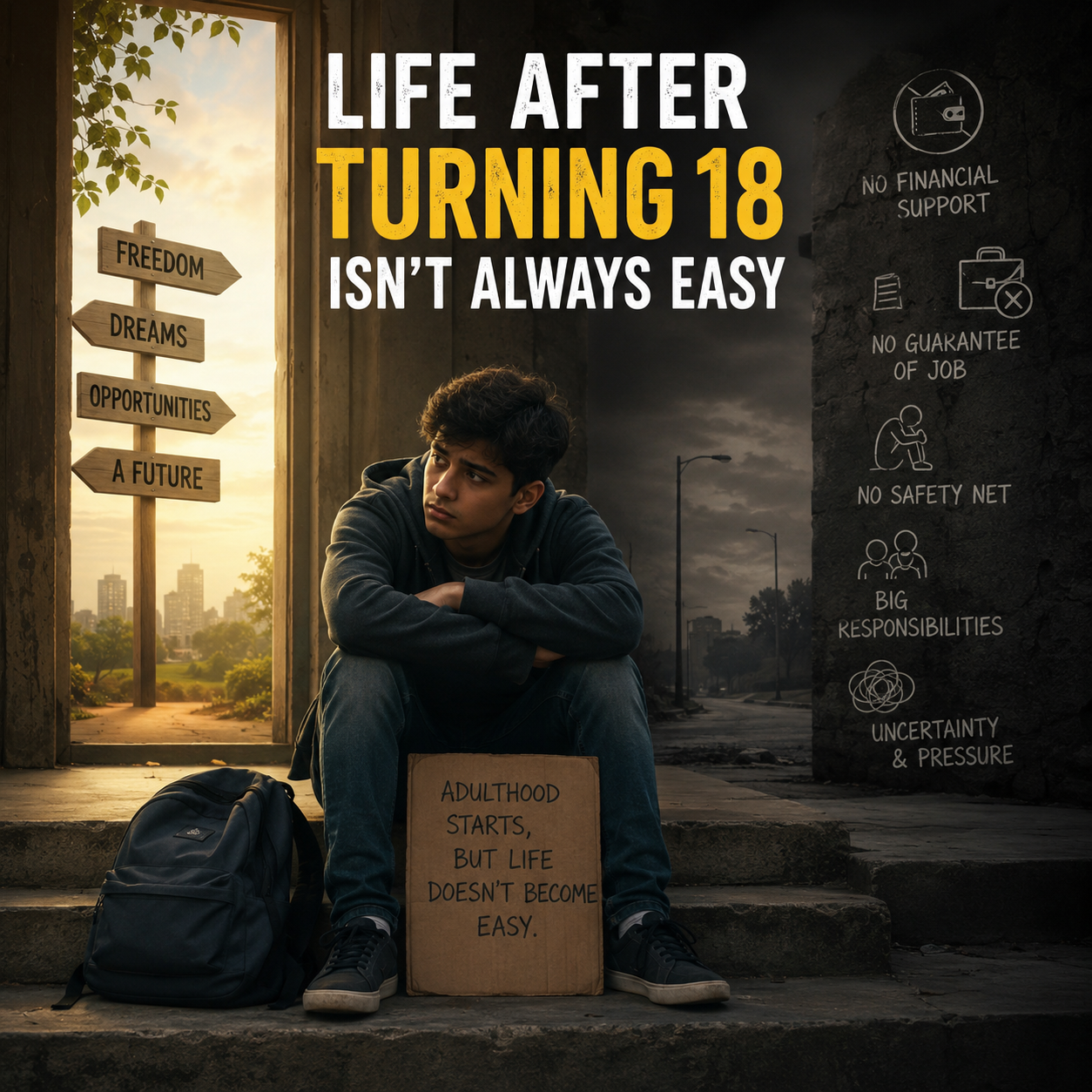 Life After Turning 18 Isn't Always Easy in a square shape